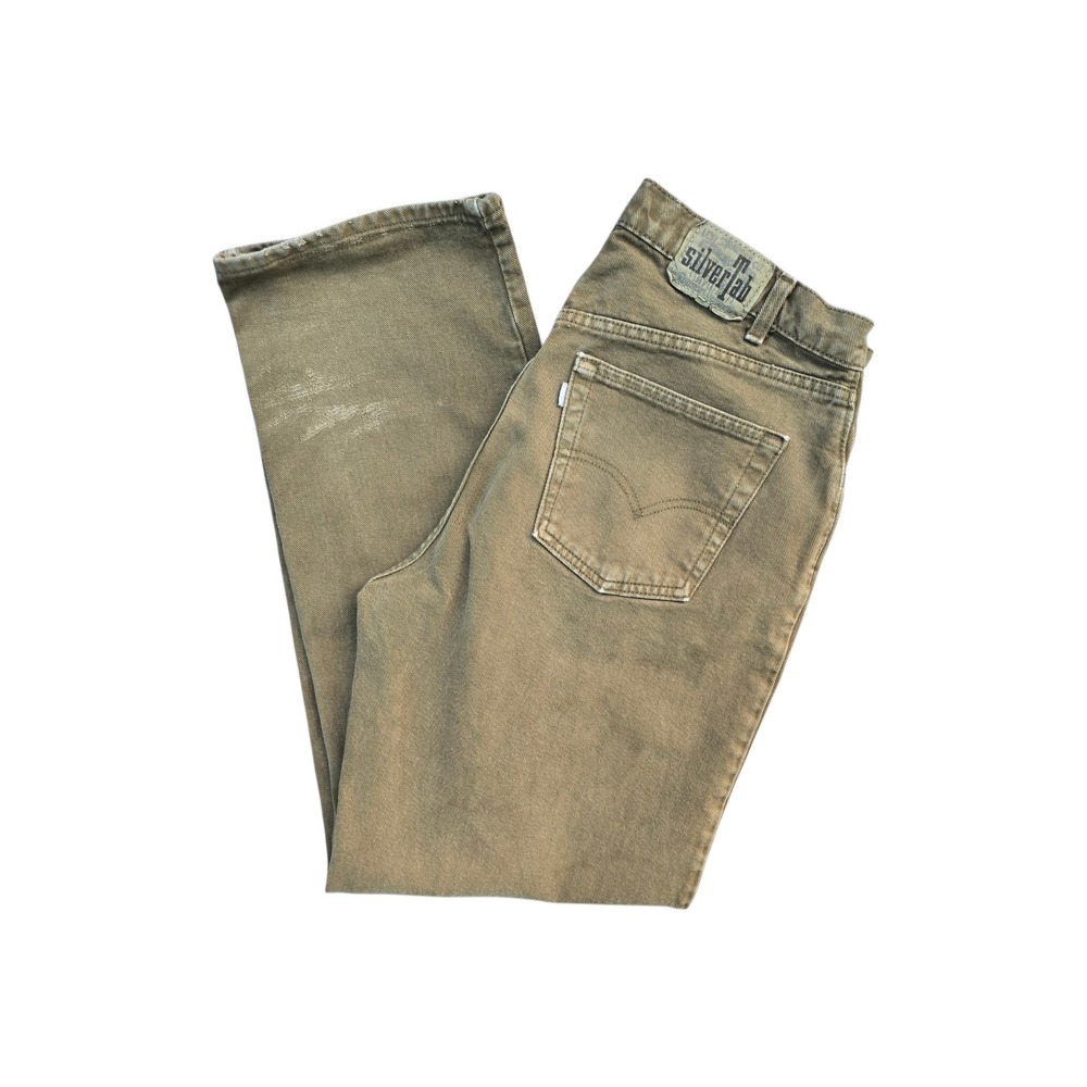 Vintage Levis SilverTab Loose Fit Jeans 36x32 Olive Brown Baggy Denim USA Made